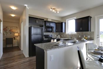 Open concept kitchens with granite countertops